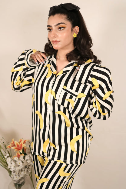 Banana Print 2-Piece Stitched Sleepwear