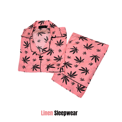 Black Autumn Print 2-Piece Stitched Sleepwear