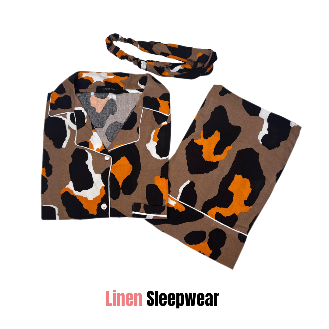 Black Leopard 2-Piece Stitched Sleepwear