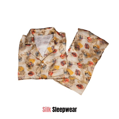 Colourfull Leaves Print 2-Piece Stitched Sleepwear