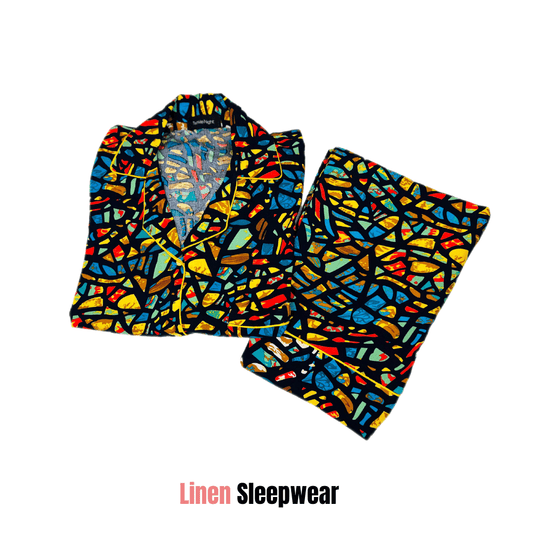 Colourfull Stones Print 2-Piece Stitched Sleepwear