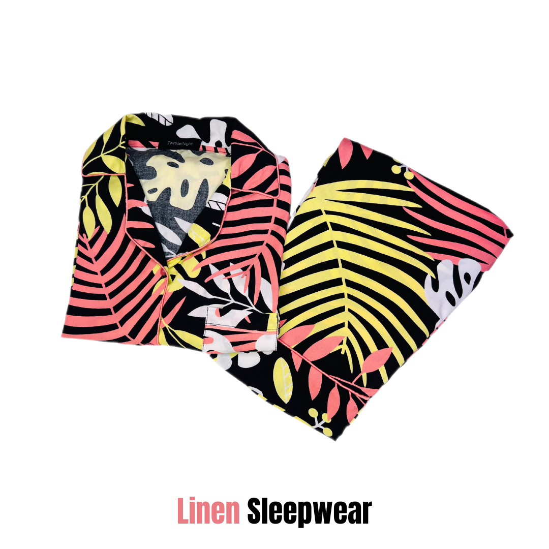 Forest Leaves Print 2-Piece Stitched Sleepwear