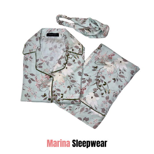 Winter Leaves Print 2-Piece Stitched Sleepwear
