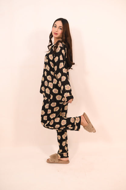 Black Sunflower – Linen Spring PJ Set