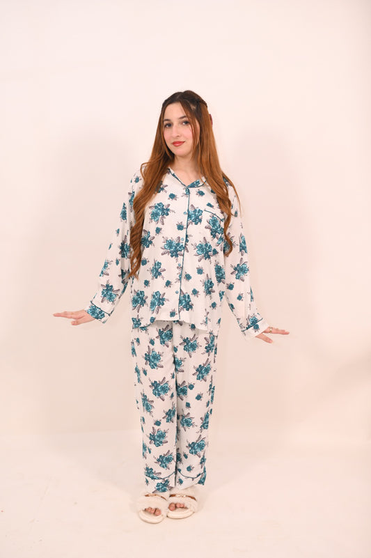 Ocean Bloom – Linen Spring PJ Set