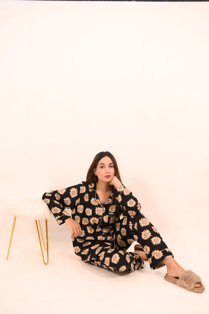 Black Sunflower – Linen Spring PJ Set