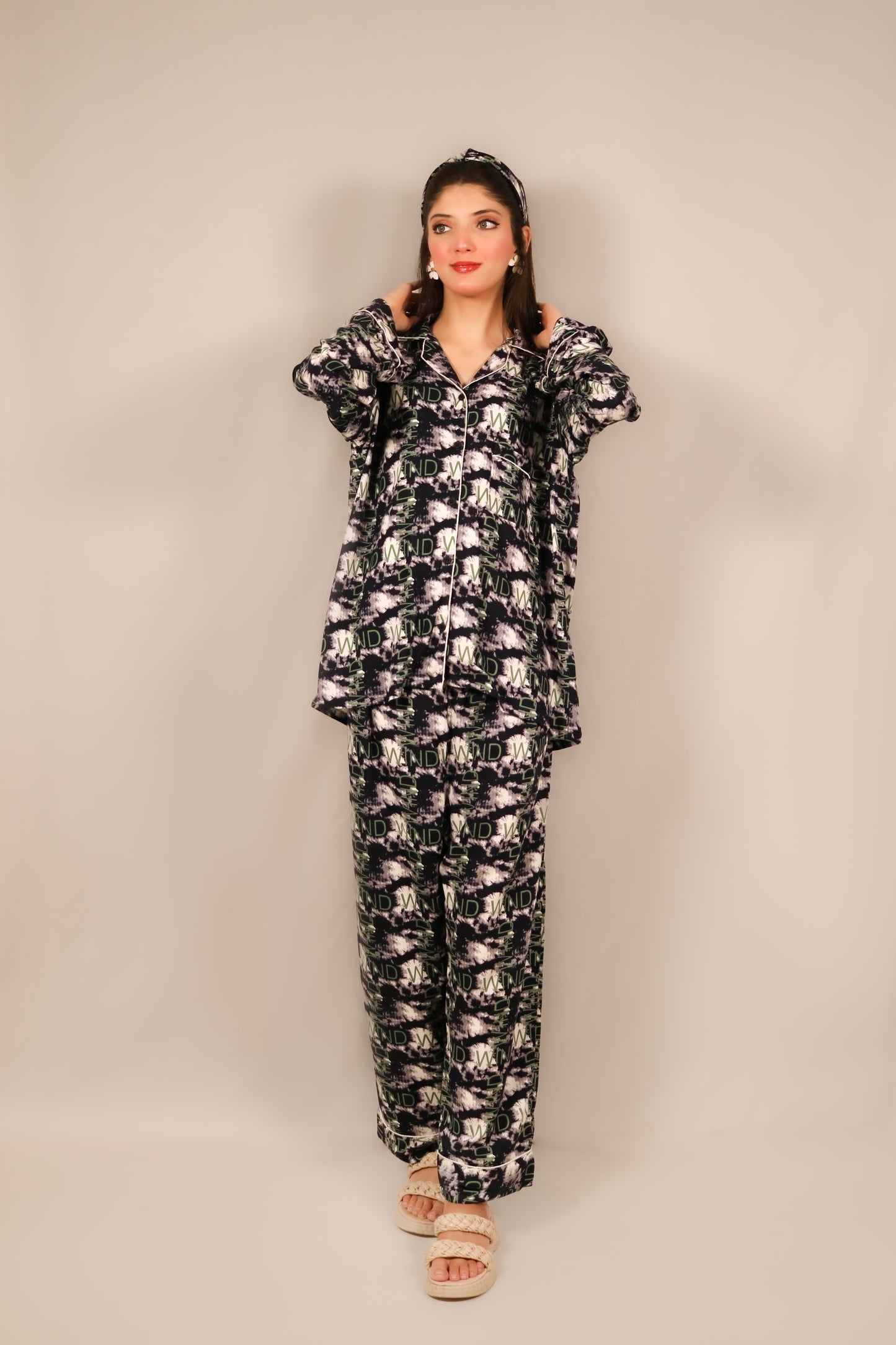 Letters Print 2-Piece Stitched Sleepwear
