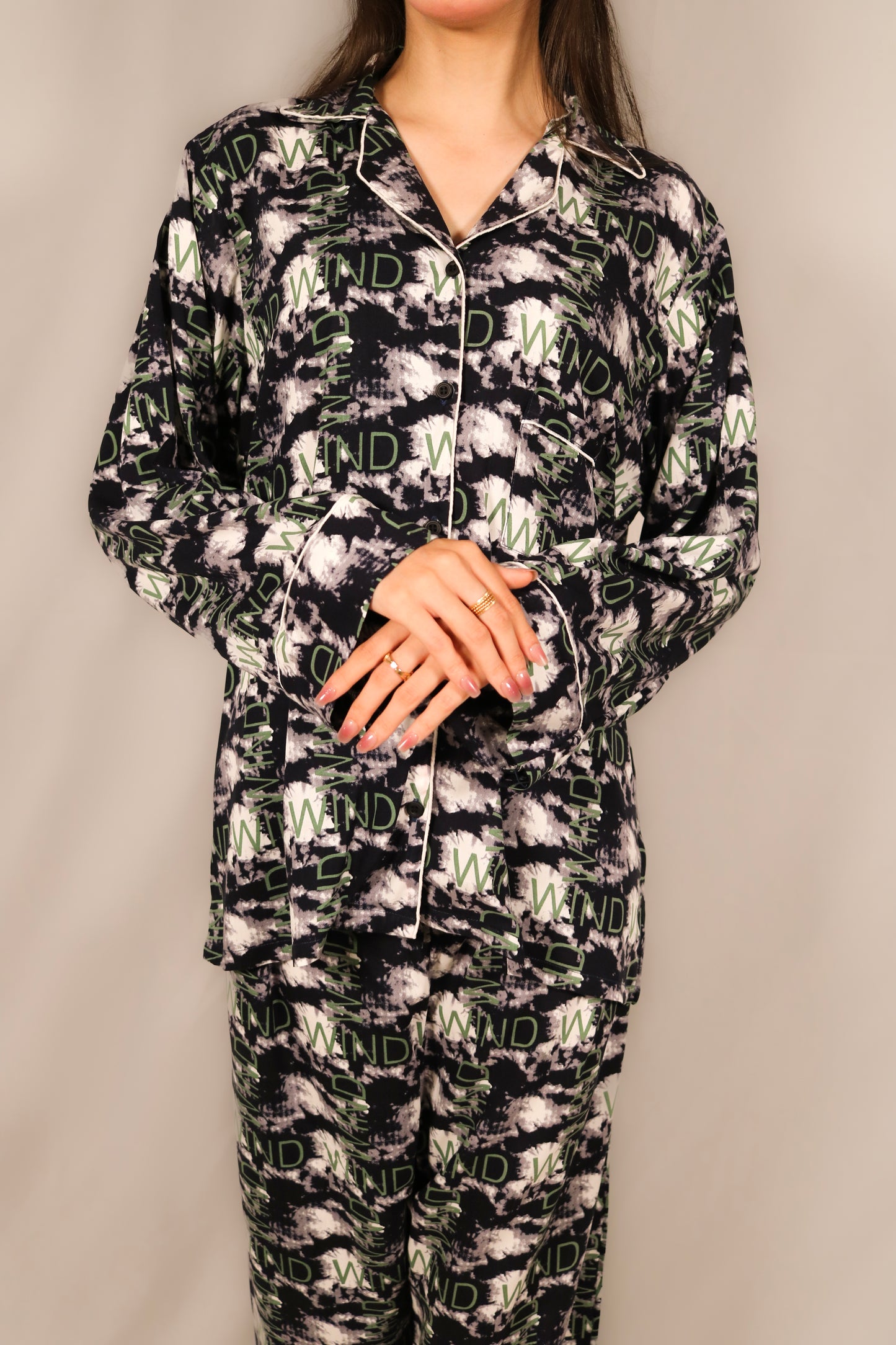 Letters Print 2-Piece Stitched Sleepwear