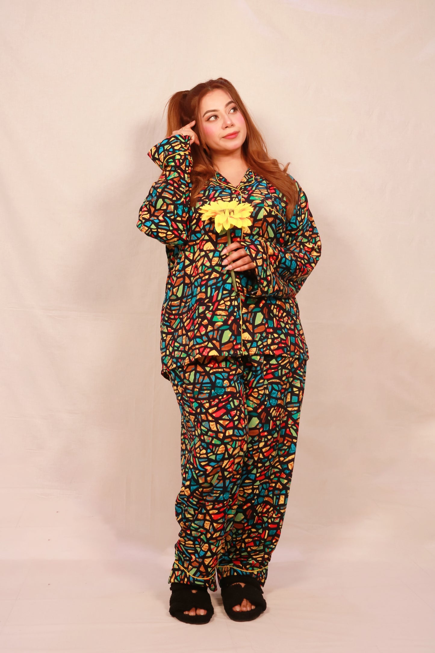 Colorful Stones 2-Piece Stitched Sleepwear