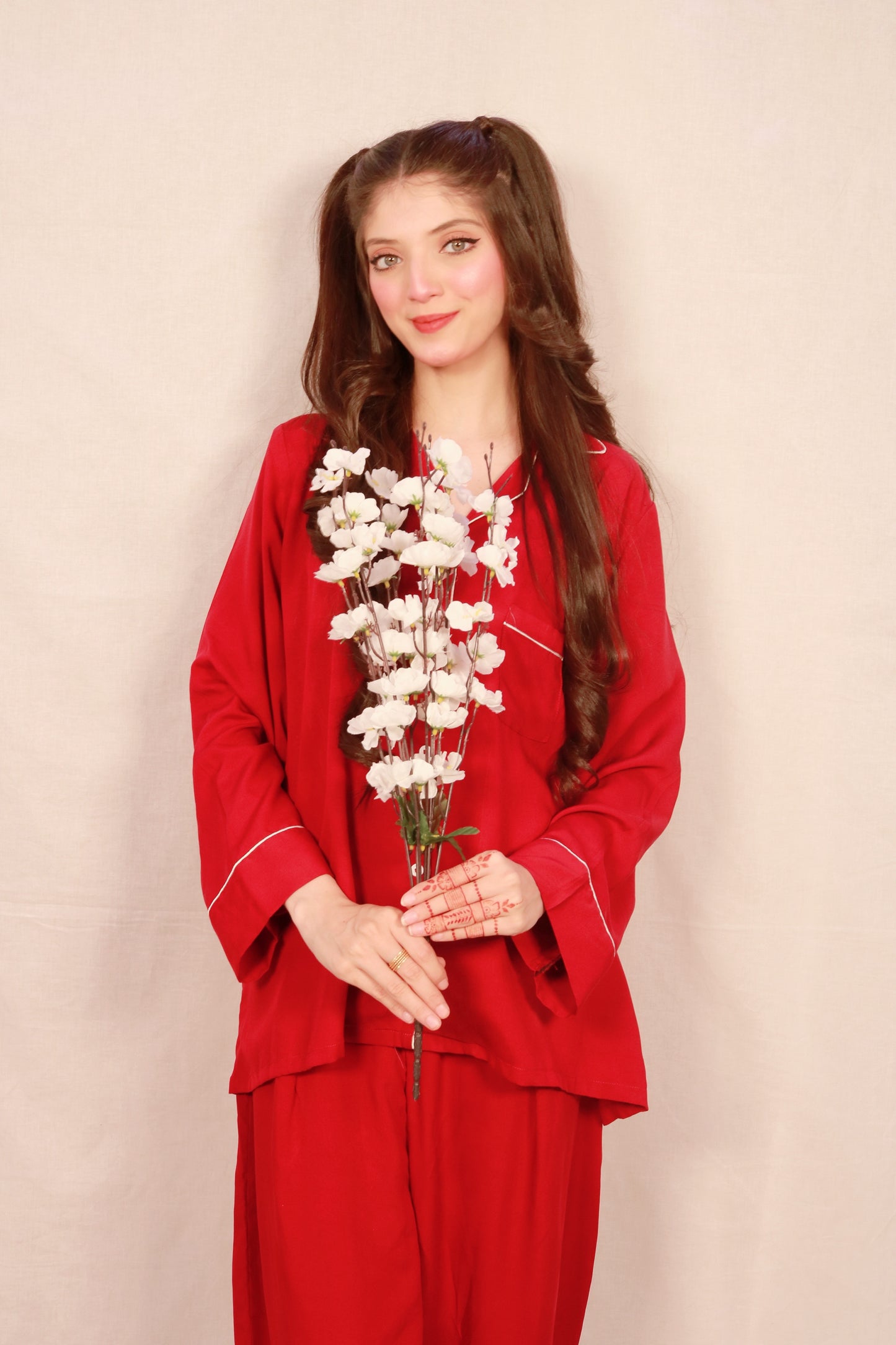 Plain Maroon 2-Piece Stitched Sleepwear