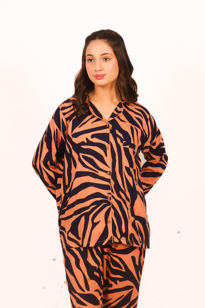 Peach Safari – Summer Linen PJ Set