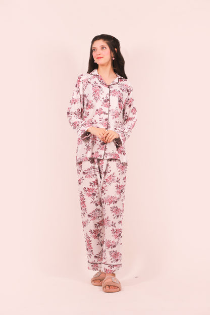 Pink Petals – Summer Linen PJ Set