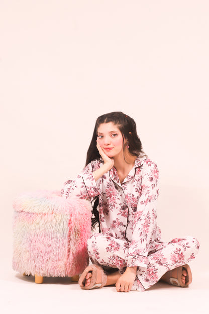 Pink Petals – Summer Linen PJ Set