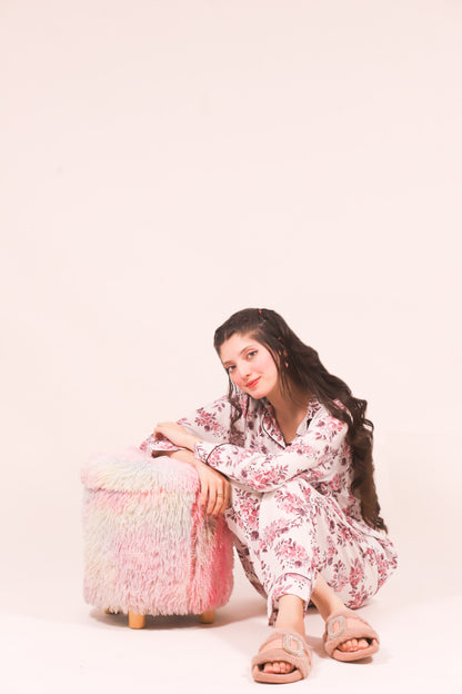Pink Petals – Summer Linen PJ Set