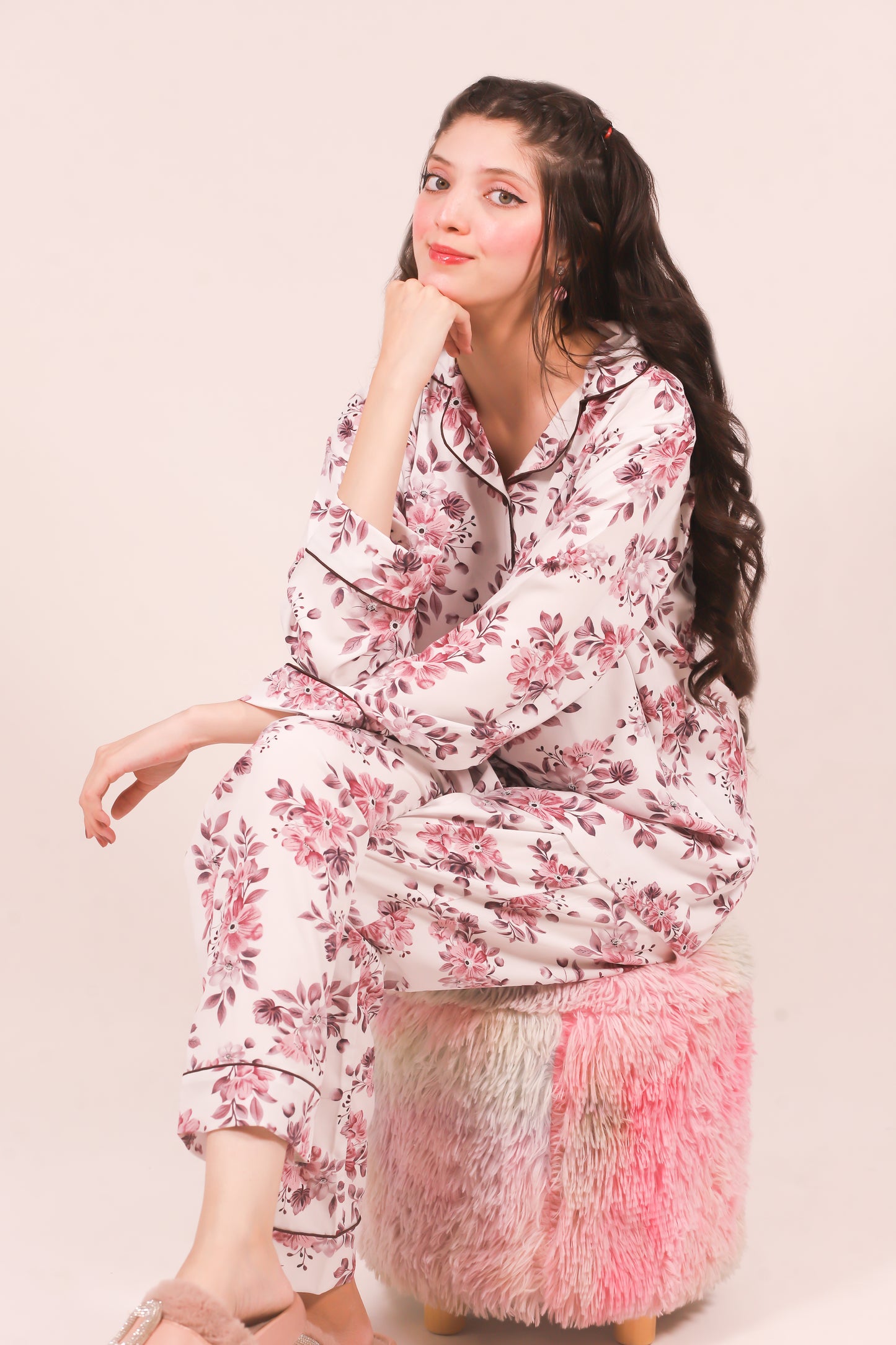 Pink Petals – Summer Linen PJ Set