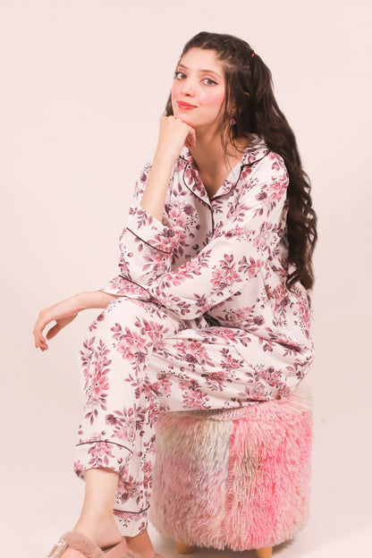 Pink Petals – Summer Linen PJ Set