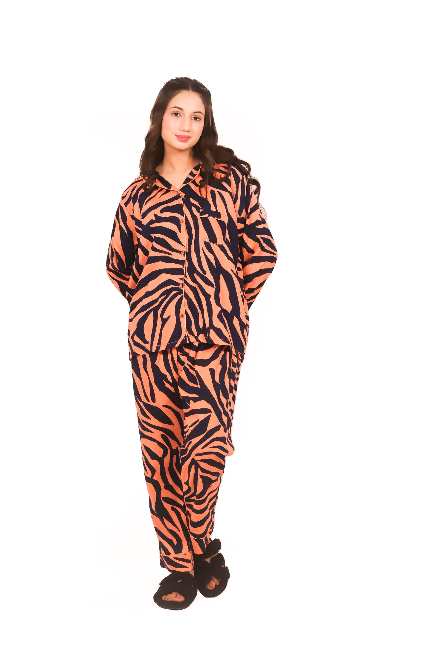 Peach Safari – Summer Linen PJ Set