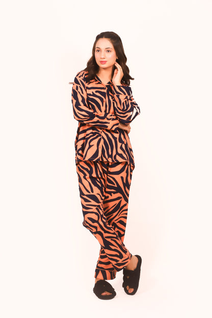 Peach Safari – Summer Linen PJ Set