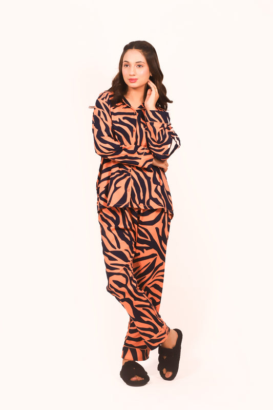Peach Safari – Summer Linen PJ Set
