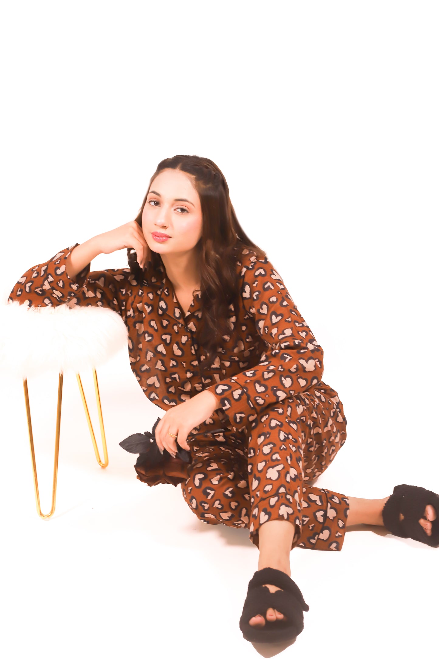 Mocha Hearts – Lawn Summer PJ Set