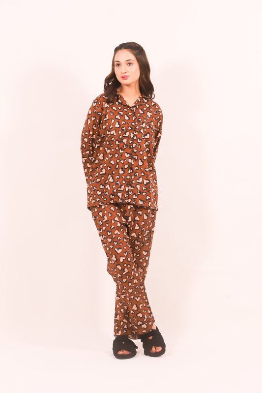 Mocha Hearts – Lawn Summer PJ Set