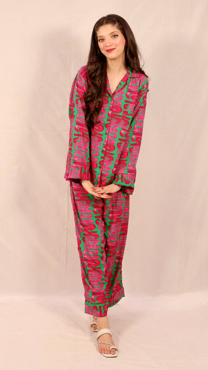 Lava Lines 2-Piece Stitched Sleepwear