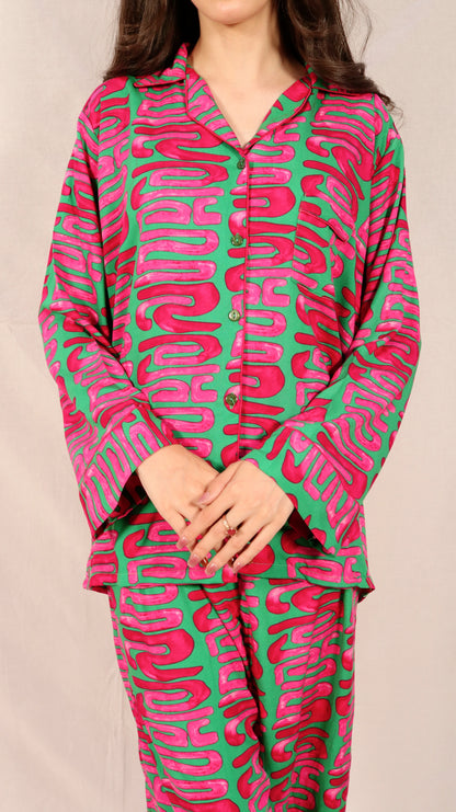 Lava Lines 2-Piece Stitched Sleepwear