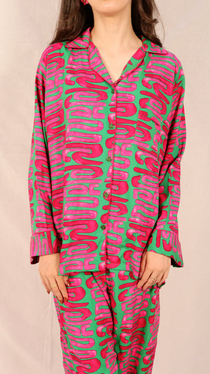 Lava Lines 2-Piece Stitched Sleepwear