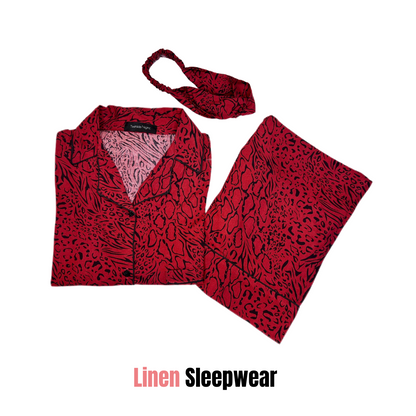 Maroon Cheetah 2-Piece Stitched Sleepwear