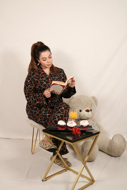 Paint Lines 2-Piece Stitched Sleepwear