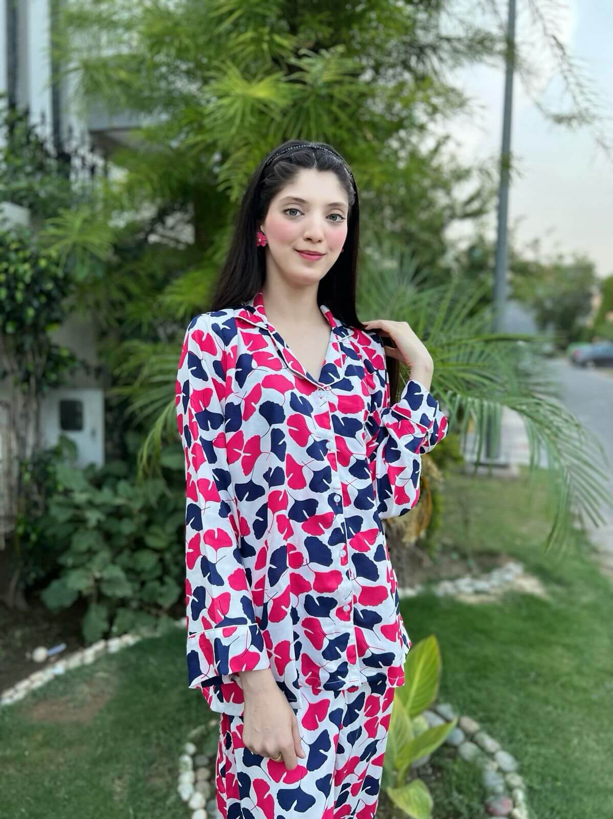 Petals Print 2-Piece Stitched Sleepwear