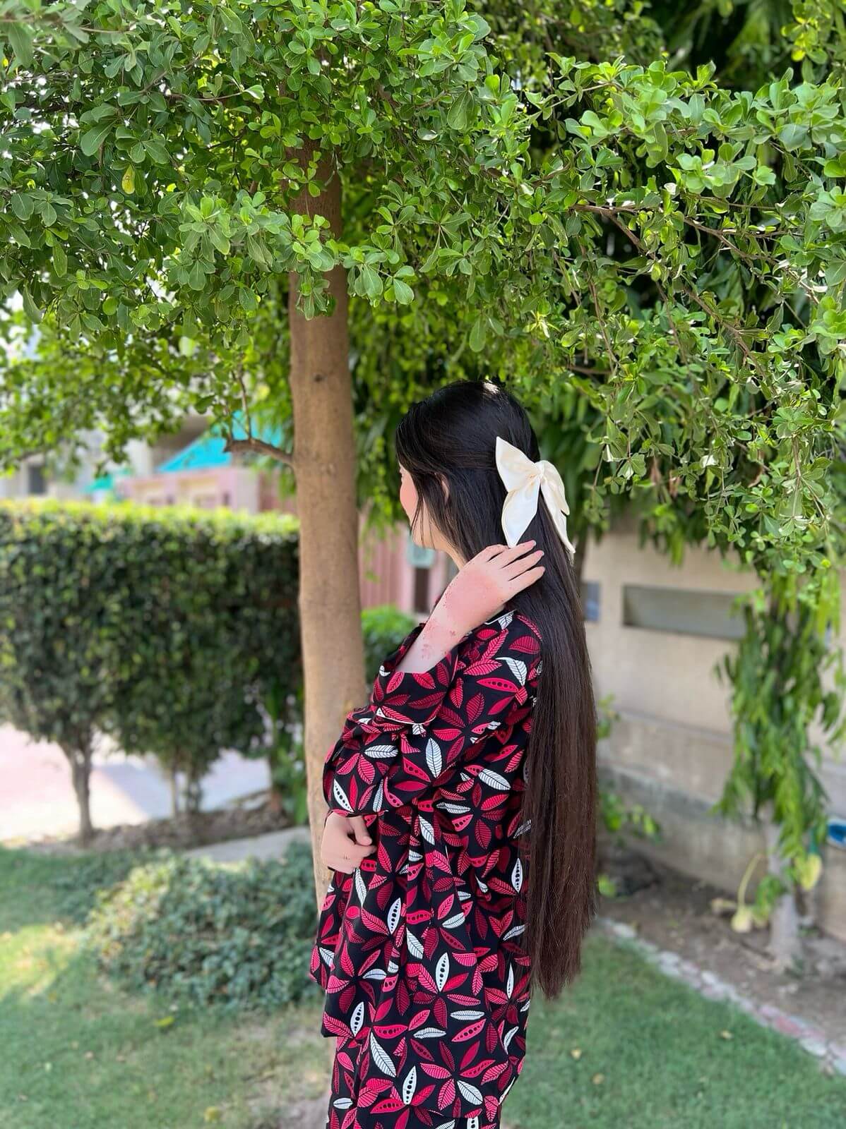 Pink Flower Print 2-Piece Stitched Sleepwear