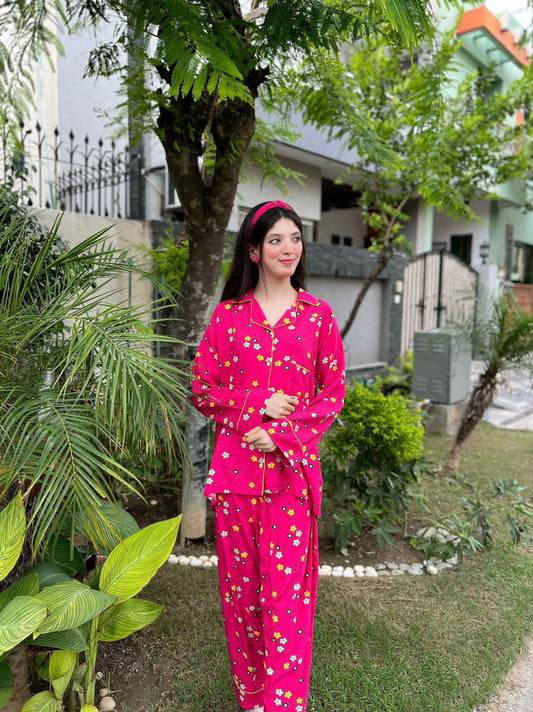 Pink Blossom 2-Piece Stitched Sleepwear