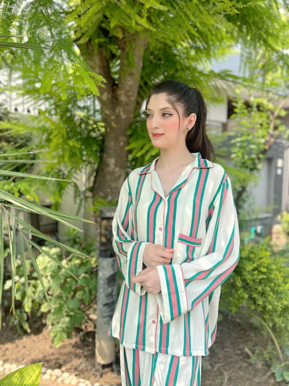 Pink Lines 2-Piece Stitched Sleepwear