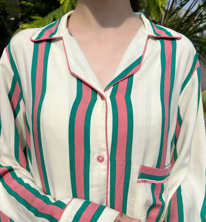 Pink Lines 2-Piece Stitched Sleepwear