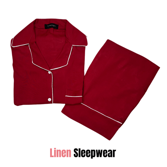 Plain Maroon 2-Piece Stitched Sleepwear