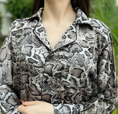 Snake Print 2-Piece Stitched Sleepwear
