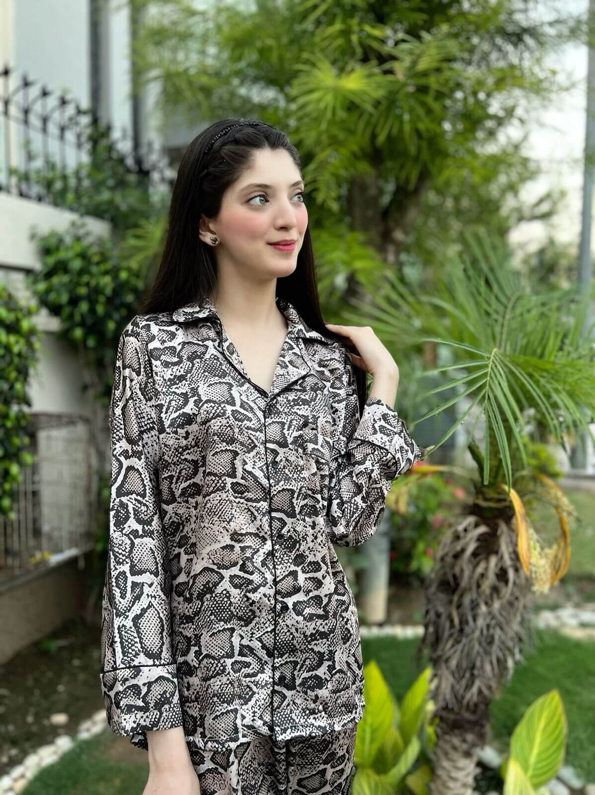 Snake Print 2-Piece Stitched Sleepwear
