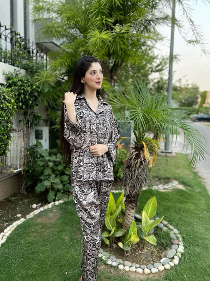 Snake Print 2-Piece Stitched Sleepwear