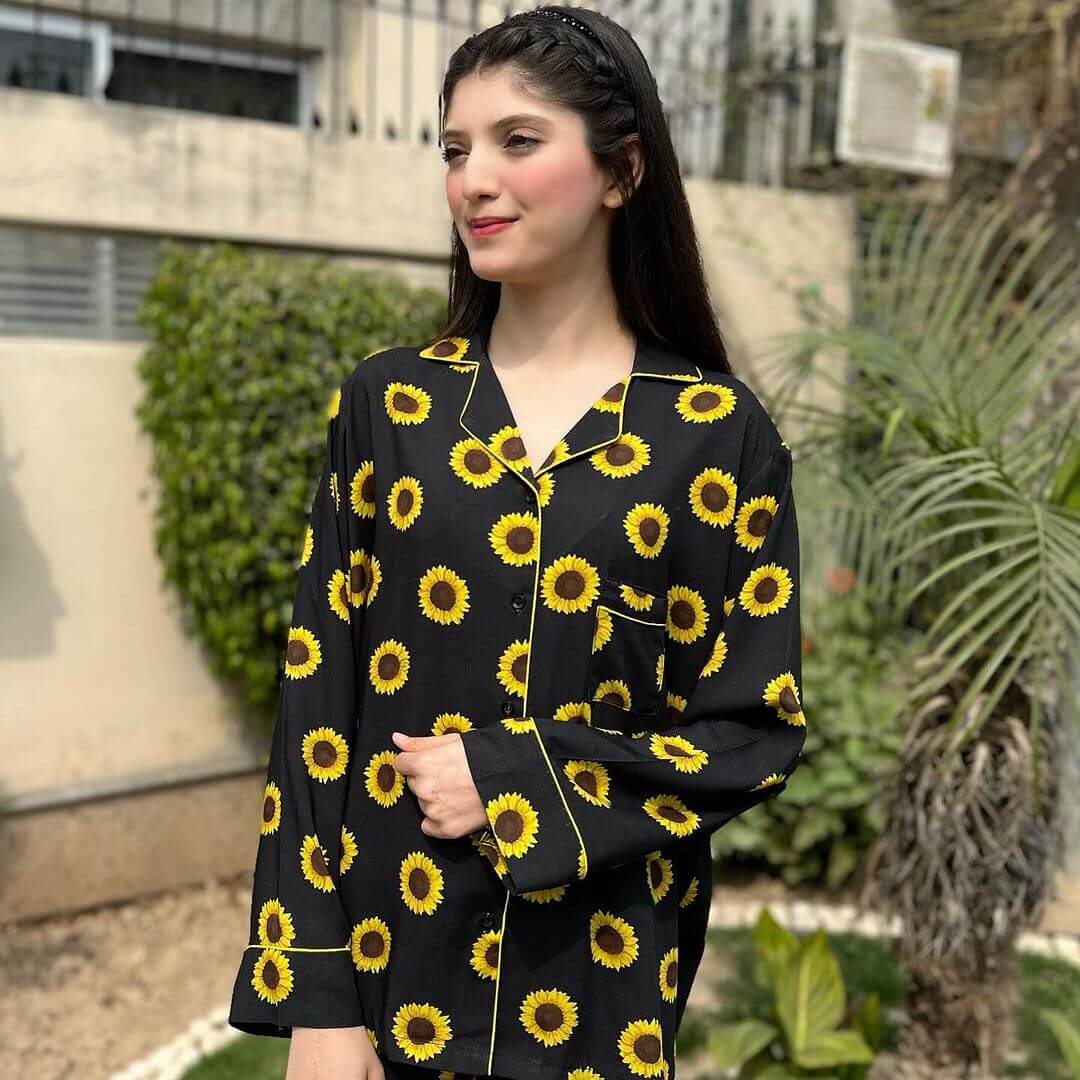 Sunflower Print 2-Piece Stitched Sleepwear