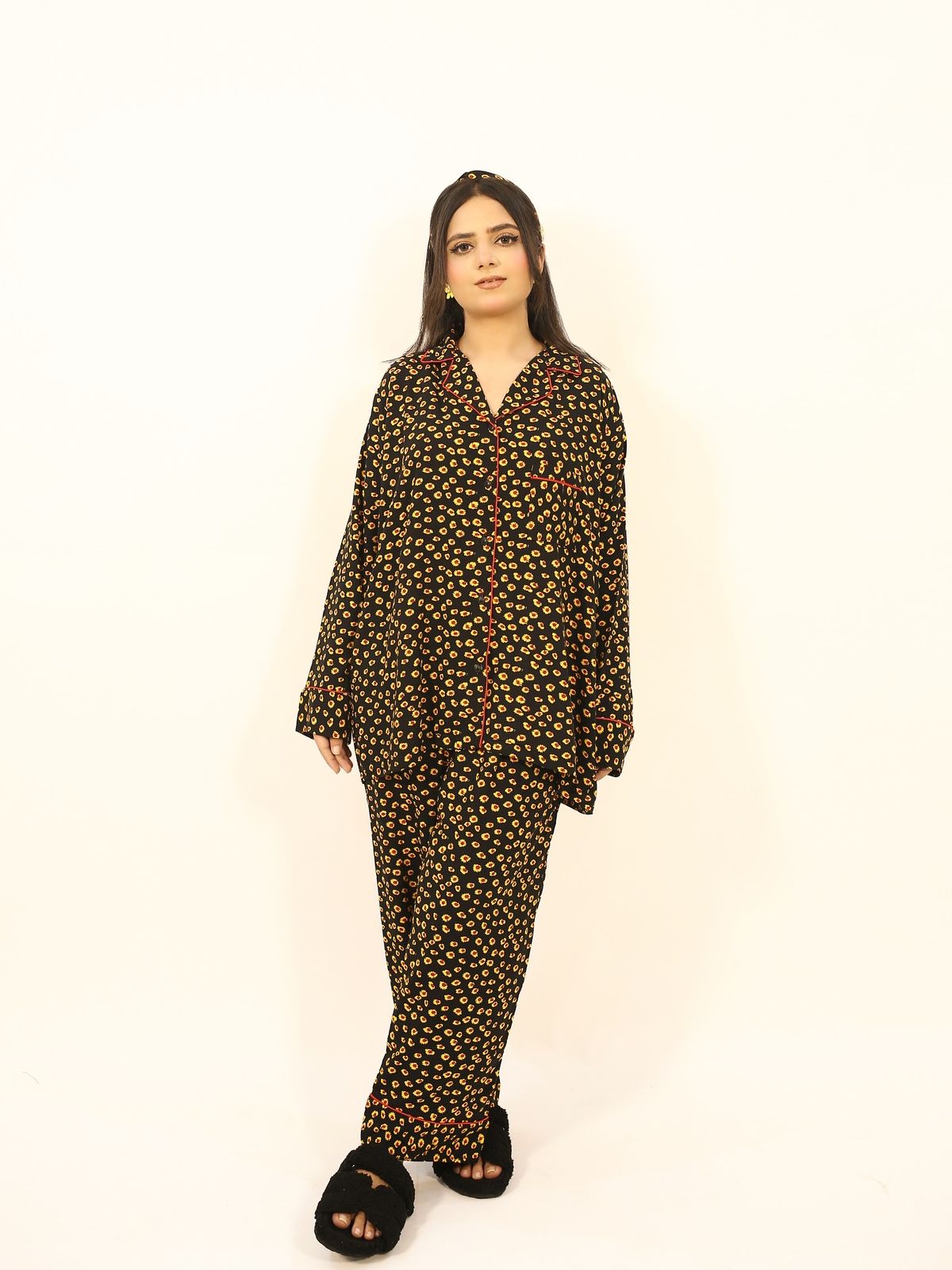 Fire Flower 2-Piece Stitched Sleepwear