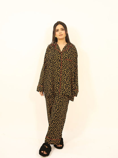 Fire Flower 2-Piece Stitched Sleepwear