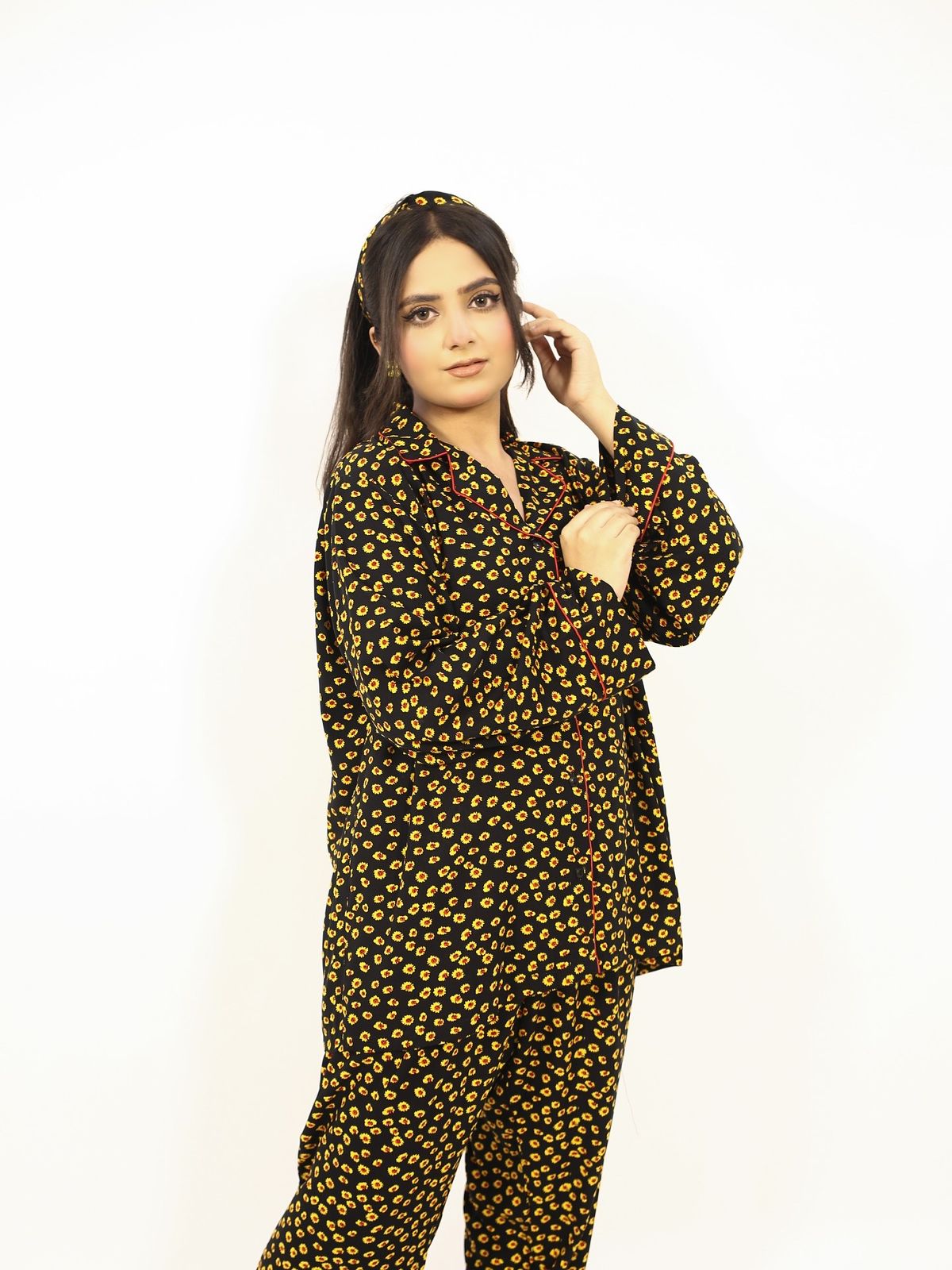 Fire Flower 2-Piece Stitched Sleepwear