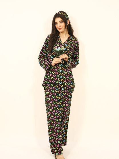 Colorful Flowers 2-Piece Stitched Sleepwear