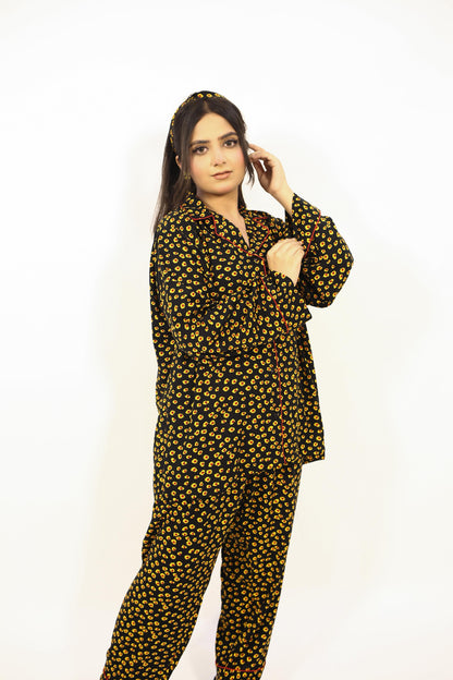 Fire Flower 2-Piece Stitched Sleepwear