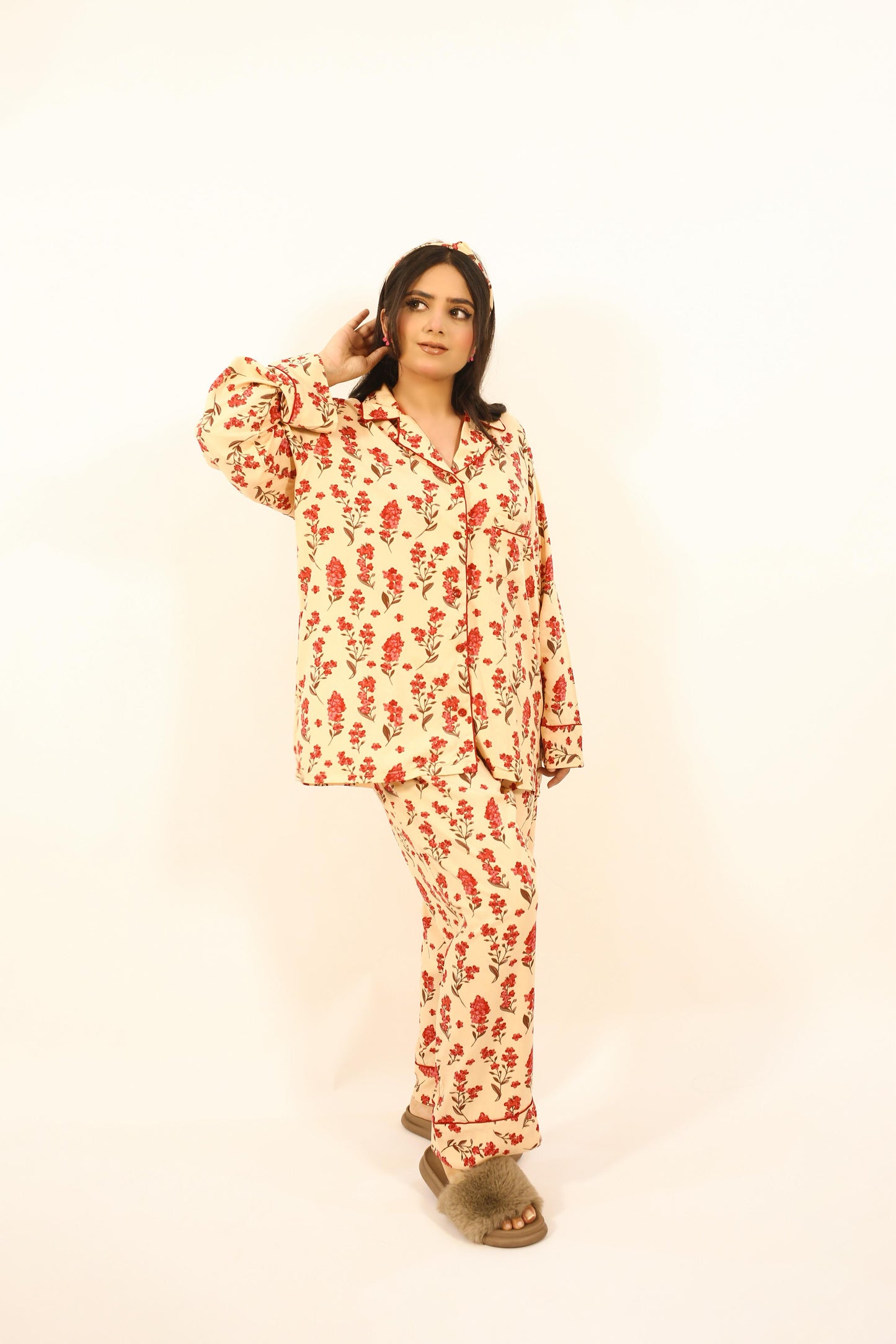 Peach Orchid 2-Piece Stitched Sleepwear
