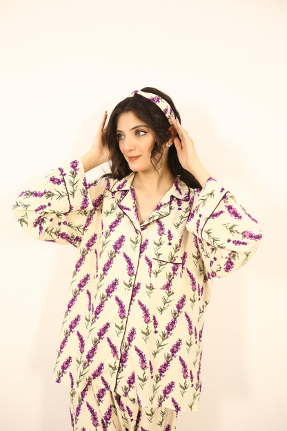 Purple Orchid 2-Piece Stitched Sleepwear