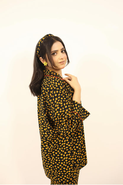 Fire Flower 2-Piece Stitched Sleepwear