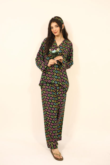 Colorful Flowers 2-Piece Stitched Sleepwear