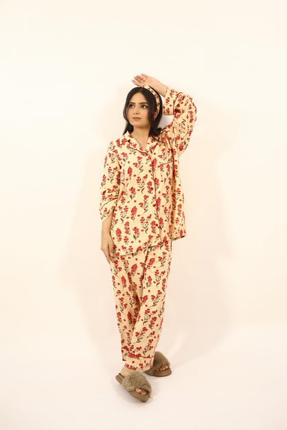 Peach Orchid 2-Piece Stitched Sleepwear